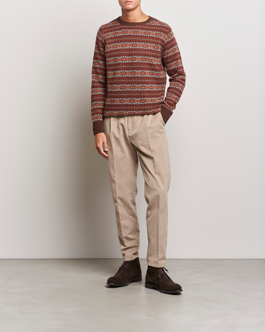 Uomini | Maglieria | Oscar Jacobson | Pete Fairisle Wool/Cashmere Crewneck Red