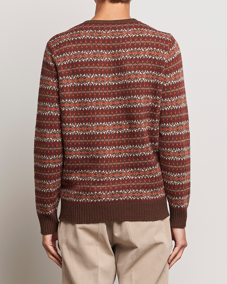 Uomini | Maglieria | Oscar Jacobson | Pete Fairisle Wool/Cashmere Crewneck Red