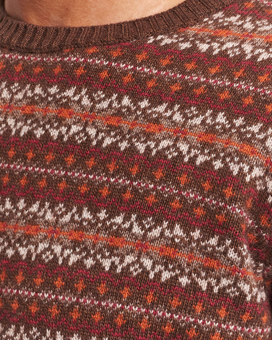 Uomini | Maglieria | Oscar Jacobson | Pete Fairisle Wool/Cashmere Crewneck Red