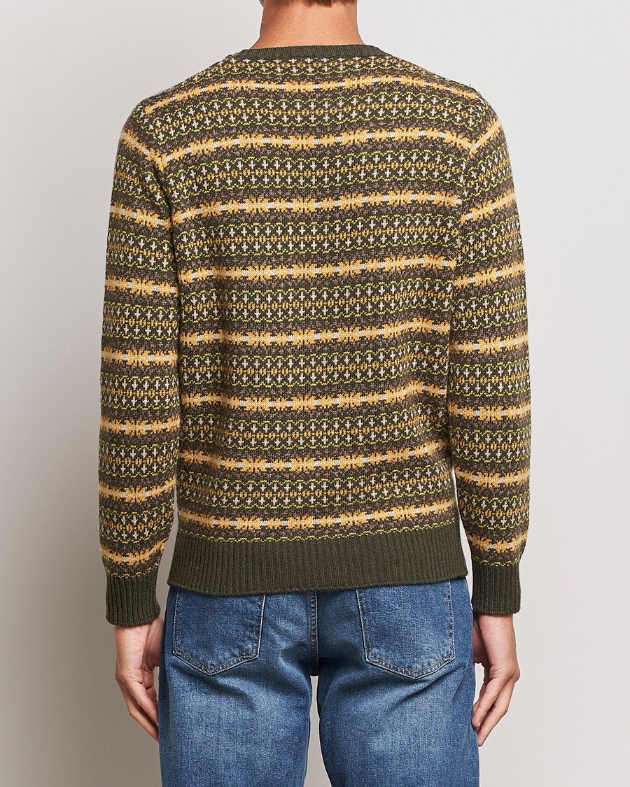 Uomini | Maglieria | Oscar Jacobson | Pete Fairisle Wool/Cashmere Crewneck Green