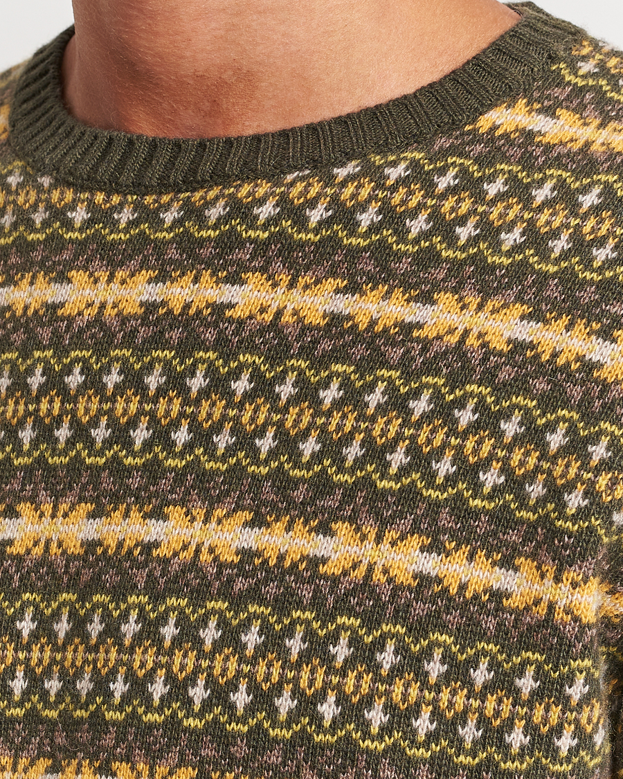 Uomini | Maglieria | Oscar Jacobson | Pete Fairisle Wool/Cashmere Crewneck Green
