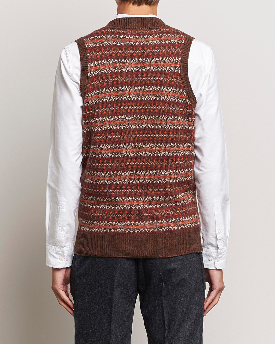 Uomini | Maglieria | Oscar Jacobson | Lucas Fairisle Wool/Cashmere Vest Red