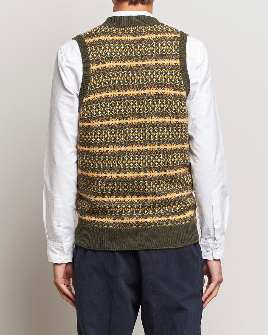 Uomini | Maglieria | Oscar Jacobson | Lucas Fairisle Wool/Cashmere Vest Green