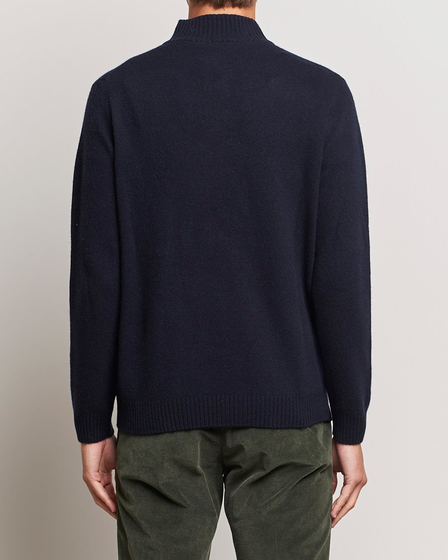 Uomini | Maglieria | Oscar Jacobson | Percy Wool/Cashmere Knitted Half Zip Navy