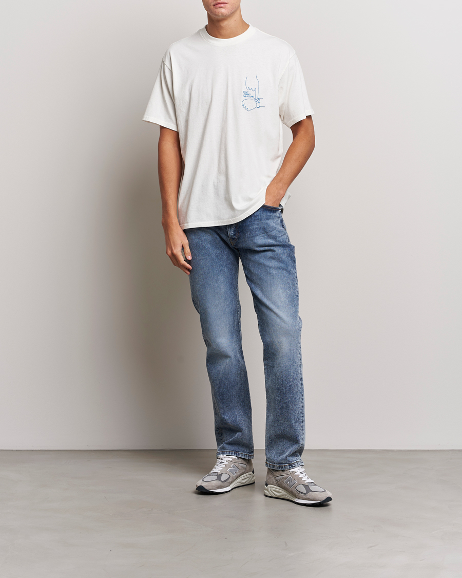 Uomini | T-shirt | Nudie Jeans | Koffe Future Crew Neck T-Shirt Off White