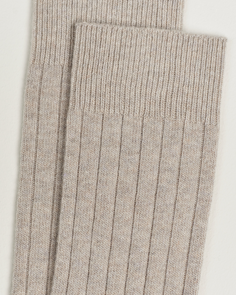 Uomini | Biancheria intima | Bresciani | Wool/Cashmerer Ribbed Socks Beige