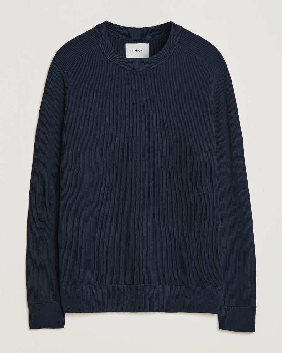 Uomini | Maglieria | NN07 | Kevin Cotton Knitted Sweater Navy Blue