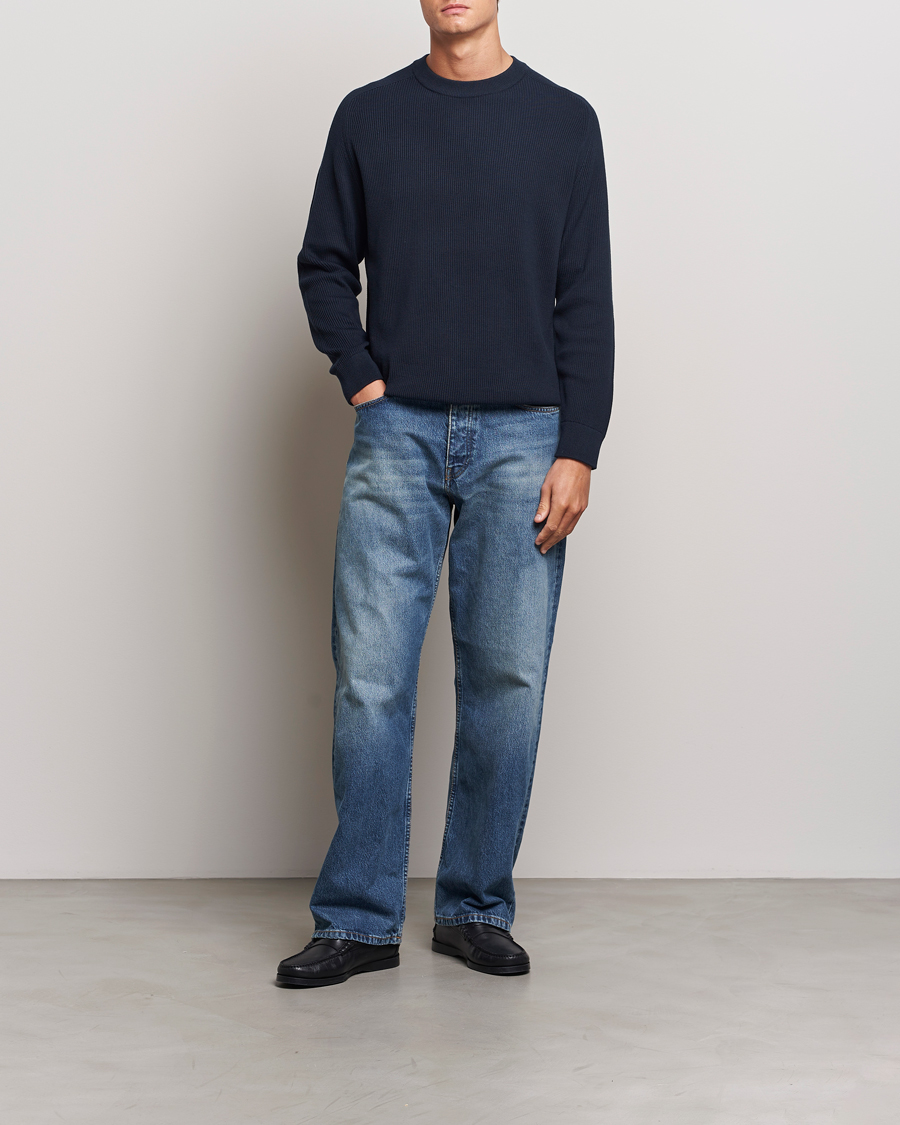 Uomini | Maglieria | NN07 | Kevin Cotton Knitted Sweater Navy Blue