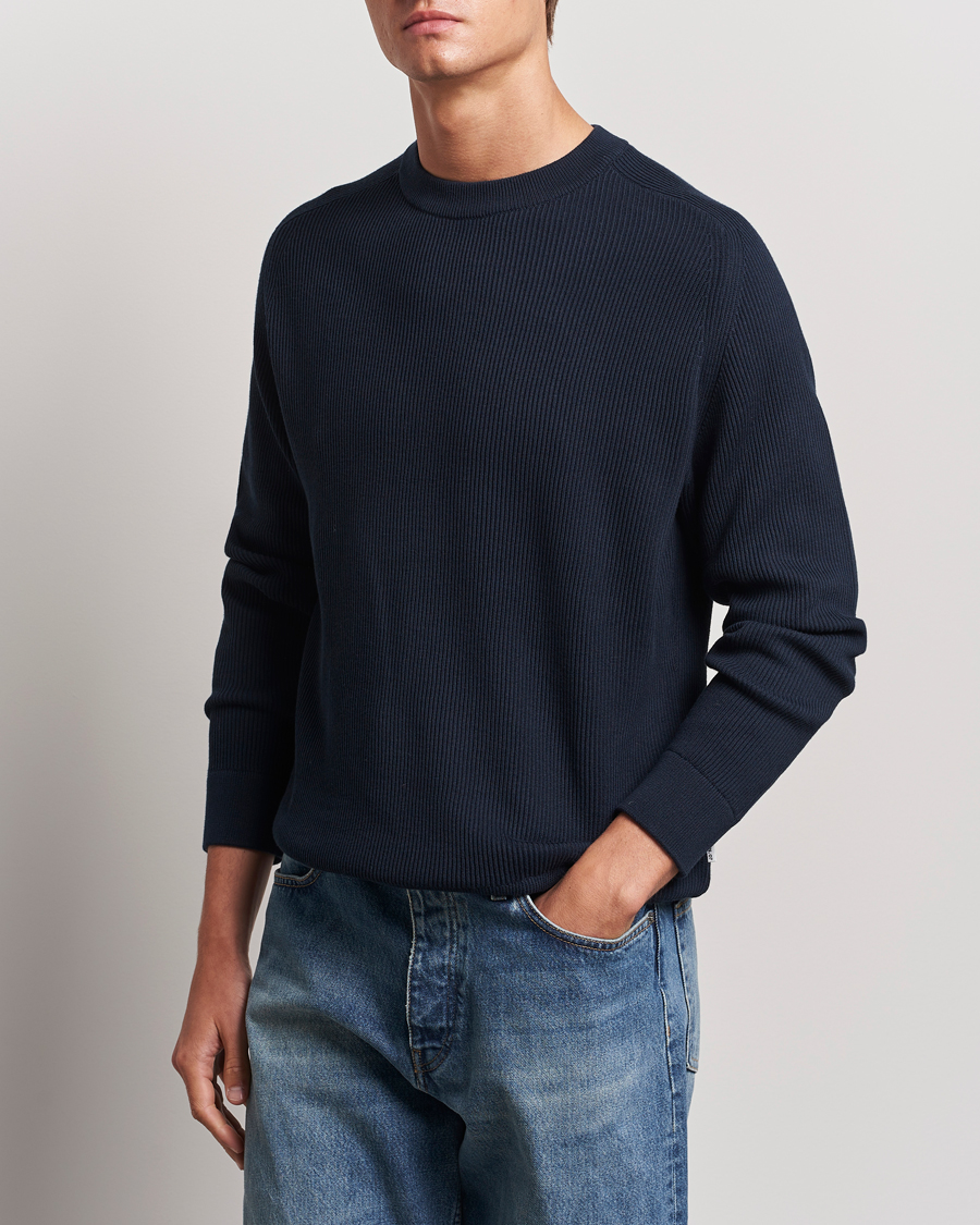 Uomini | Maglieria | NN07 | Kevin Cotton Knitted Sweater Navy Blue