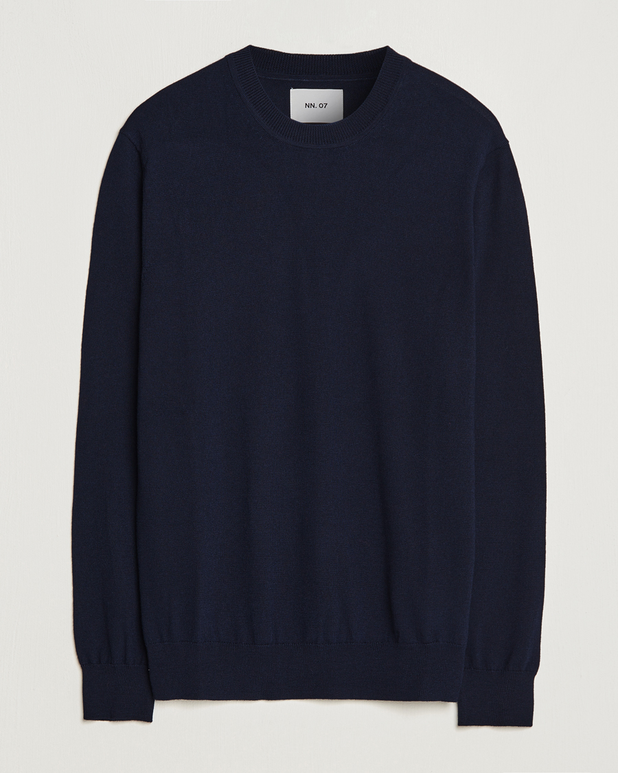 Uomini | Maglieria | NN07 | Ted Merino Crew Neck Pullover Navy Blue