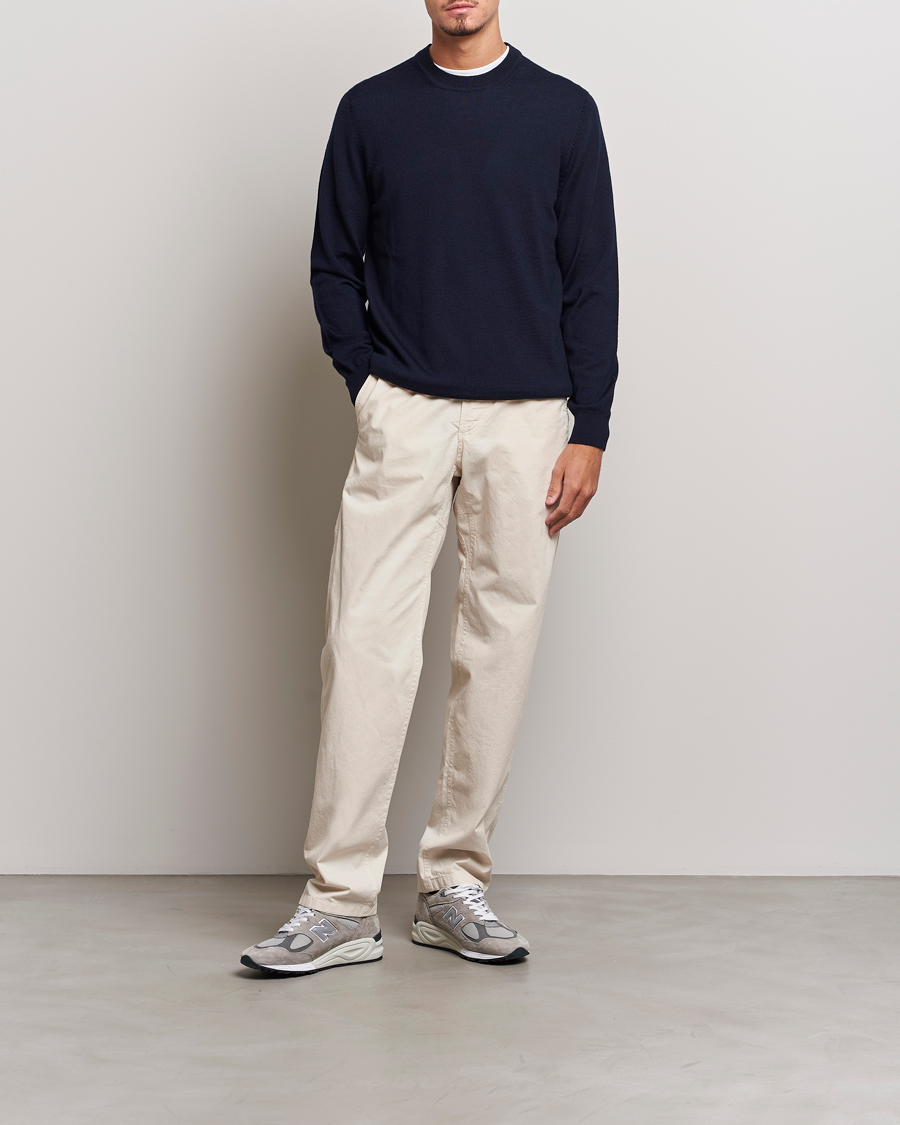Uomini | Maglieria | NN07 | Ted Merino Crew Neck Pullover Navy Blue