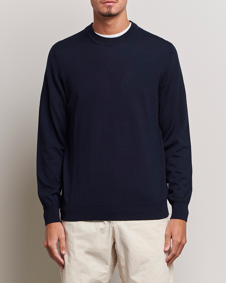 Uomini | Maglieria | NN07 | Ted Merino Crew Neck Pullover Navy Blue