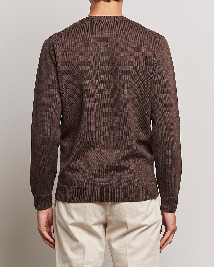 Uomini | Maglieria | Stenströms | Chunky Merino Crew Neck Brown