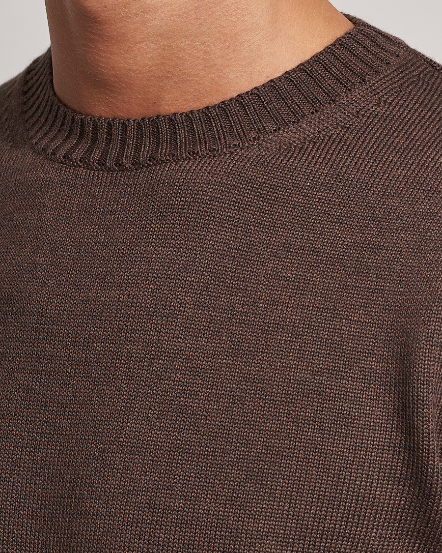 Uomini | Maglieria | Stenströms | Chunky Merino Crew Neck Brown