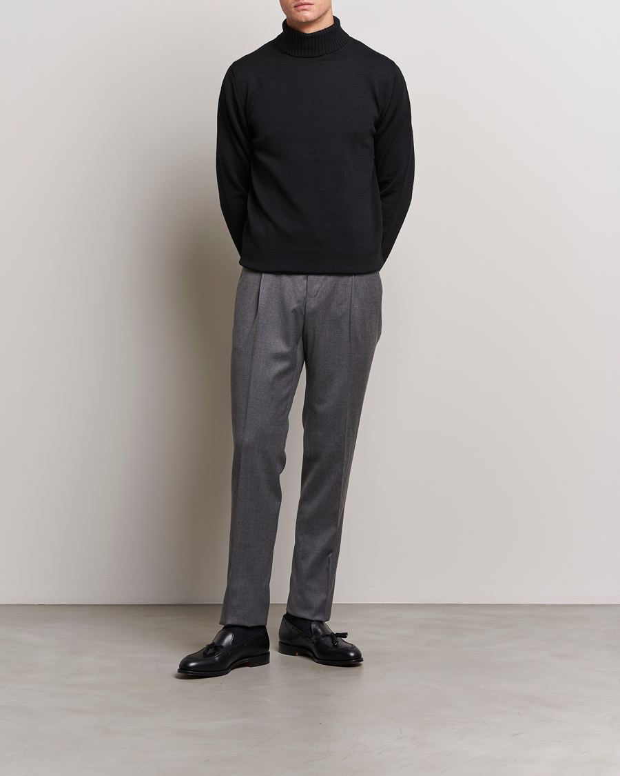 Uomini | Maglieria | Stenströms | Chunky Merino Rollneck Black