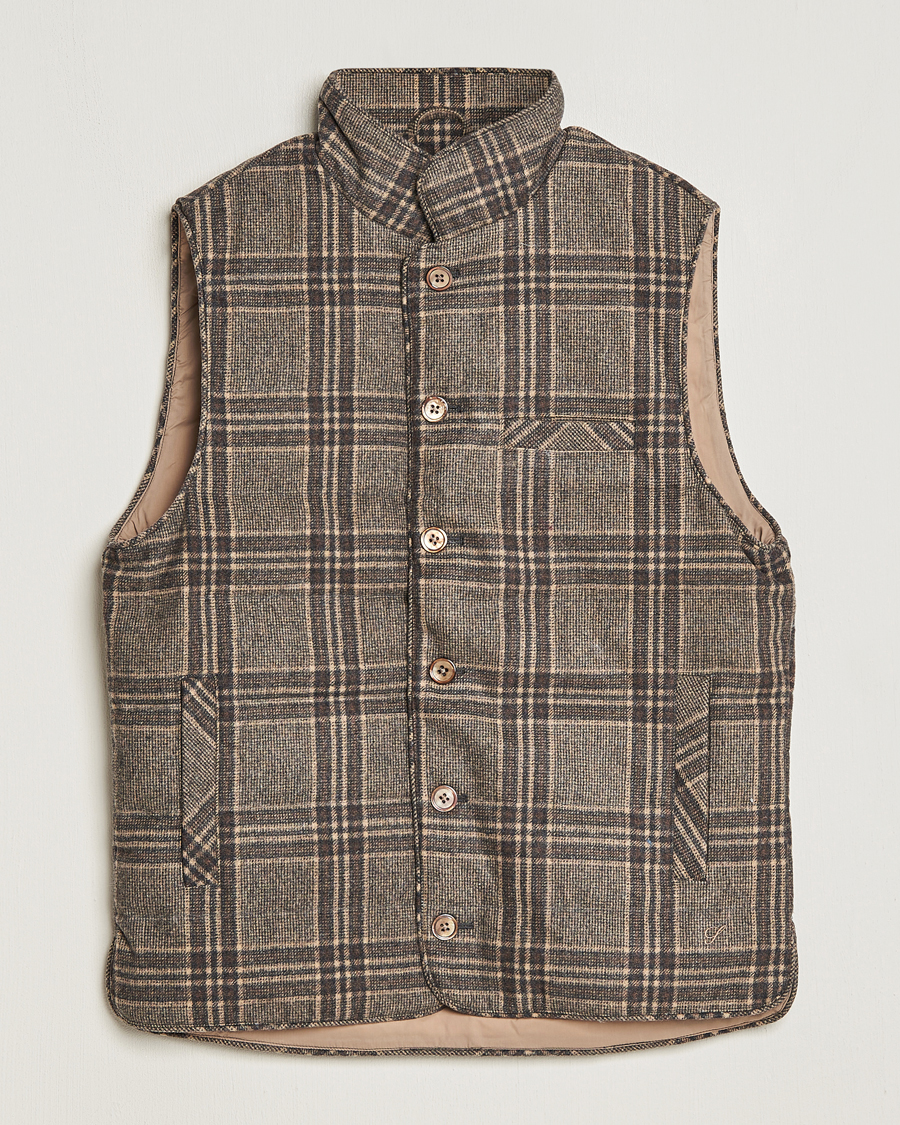 Uomini | Giacche | Stenströms | Checked Wool Flannel Vest Brown