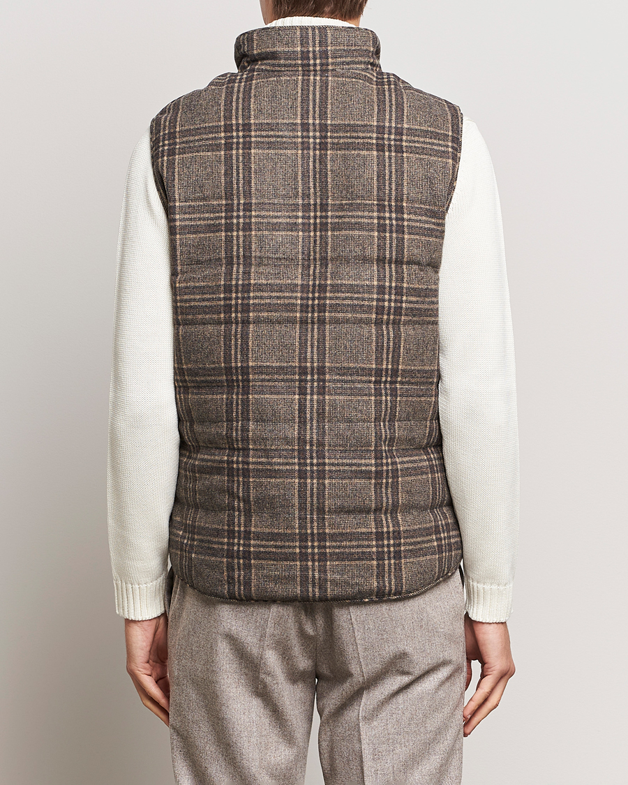 Uomini | Giacche | Stenströms | Checked Wool Flannel Vest Brown