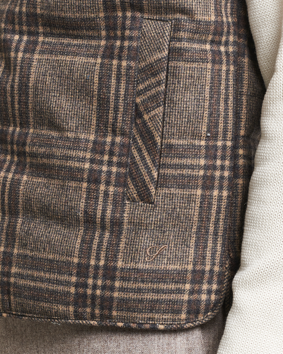 Uomini | Giacche | Stenströms | Checked Wool Flannel Vest Brown