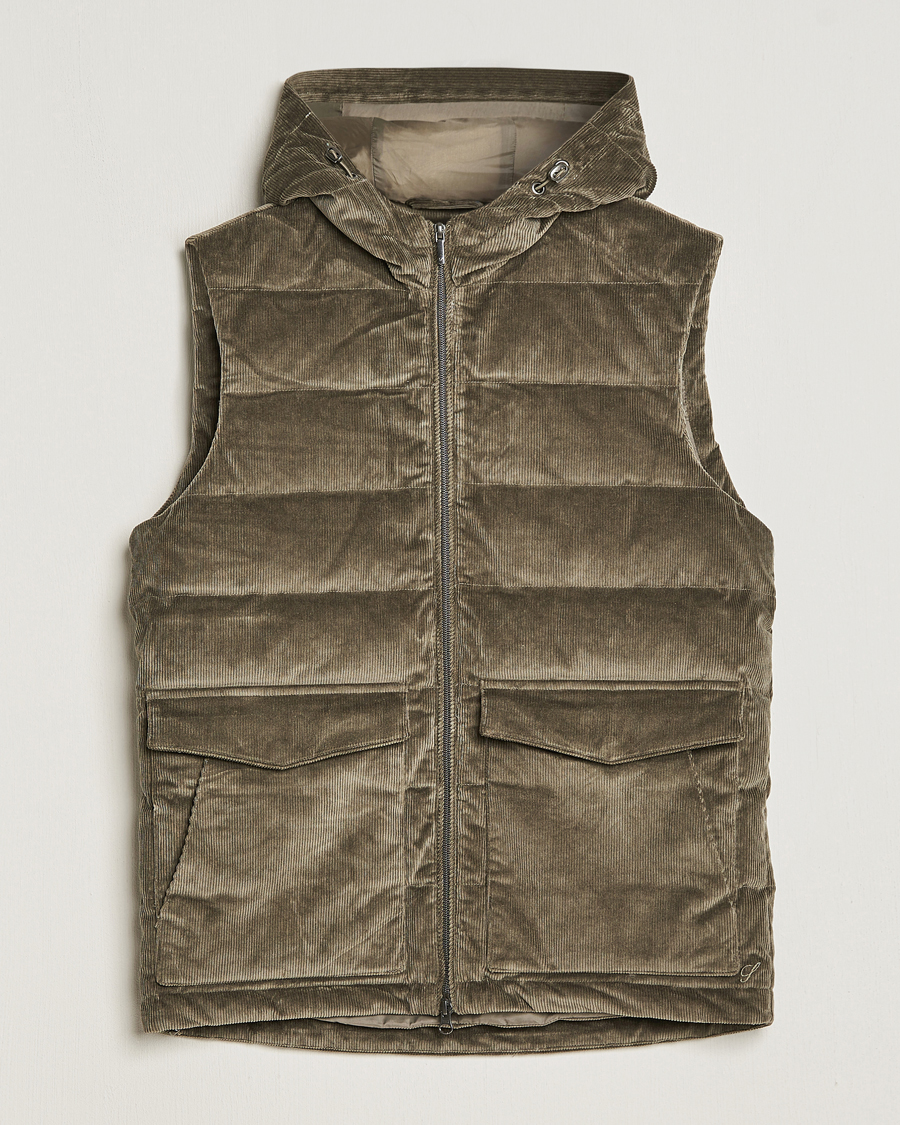 Uomini | Giacche | Stenströms | Hooded Corduroy Vest Brown