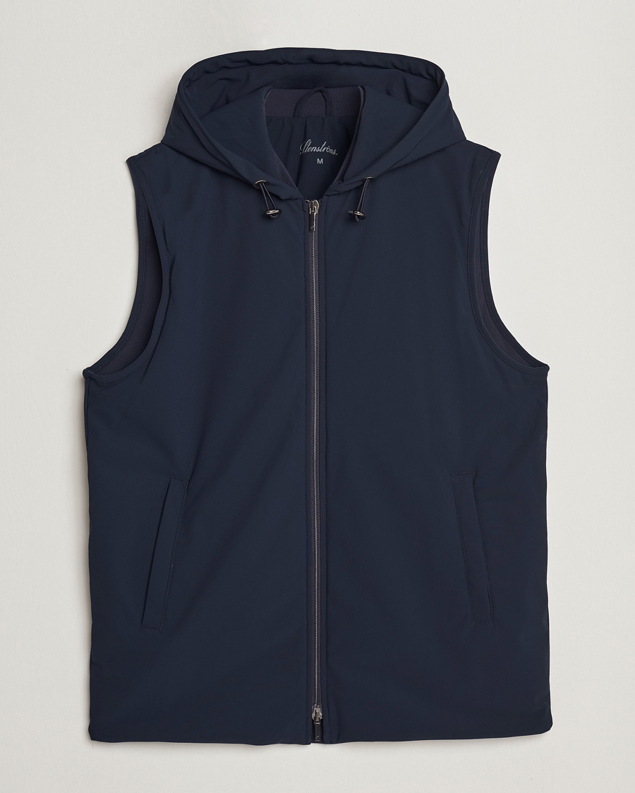 Uomini | Giacche | Stenströms | Active Jersey Leisure Hood Vest Navy