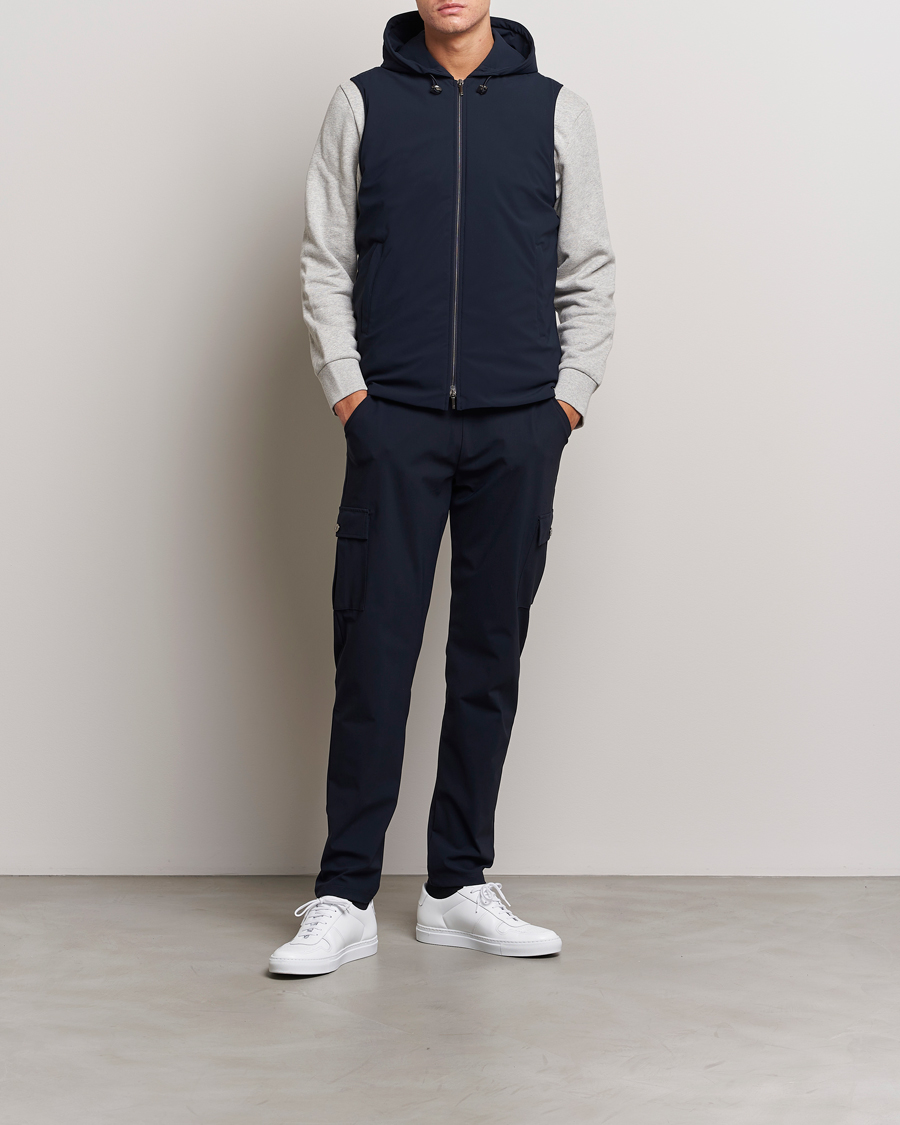 Uomini | Giacche | Stenströms | Active Jersey Leisure Hood Vest Navy