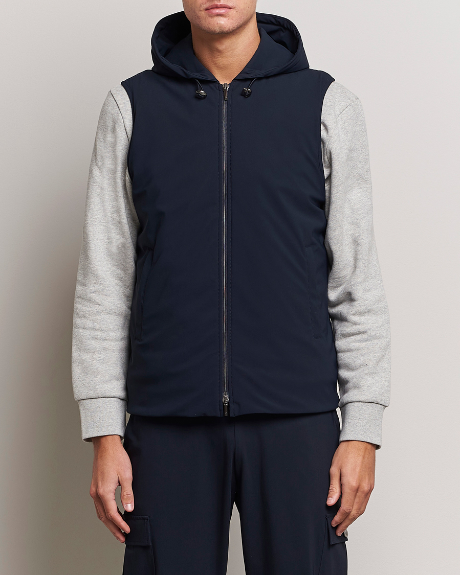 Uomini | Giacche | Stenströms | Active Jersey Leisure Hood Vest Navy