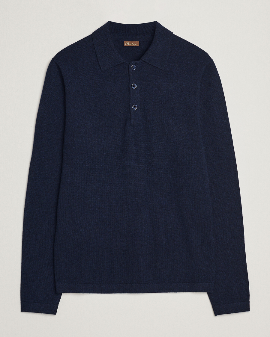 Uomini | Maglieria | Stenströms | Cashmere Poloshirt Navy