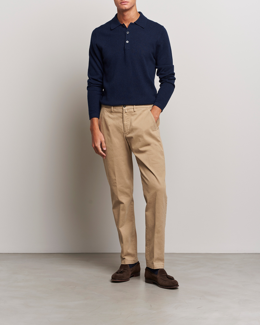 Uomini | Maglieria | Stenströms | Cashmere Poloshirt Navy