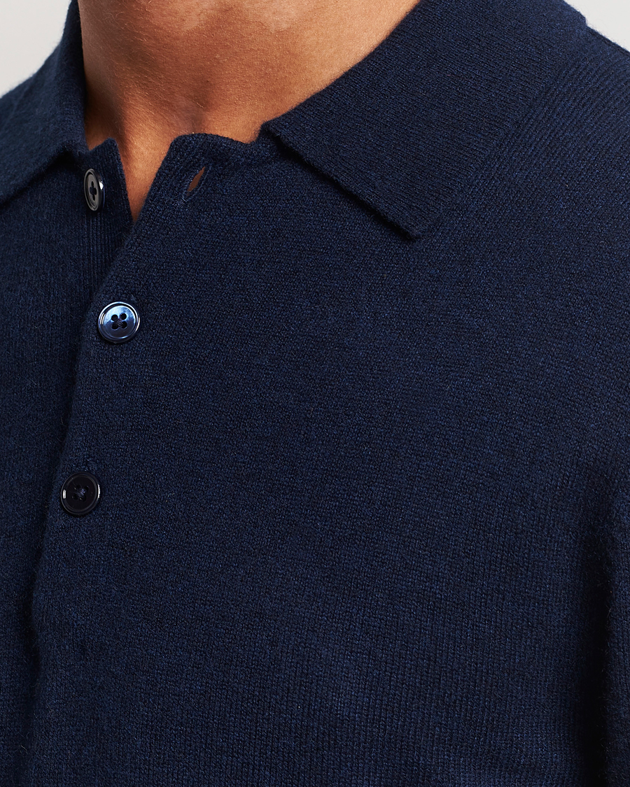 Uomini | Maglieria | Stenströms | Cashmere Poloshirt Navy