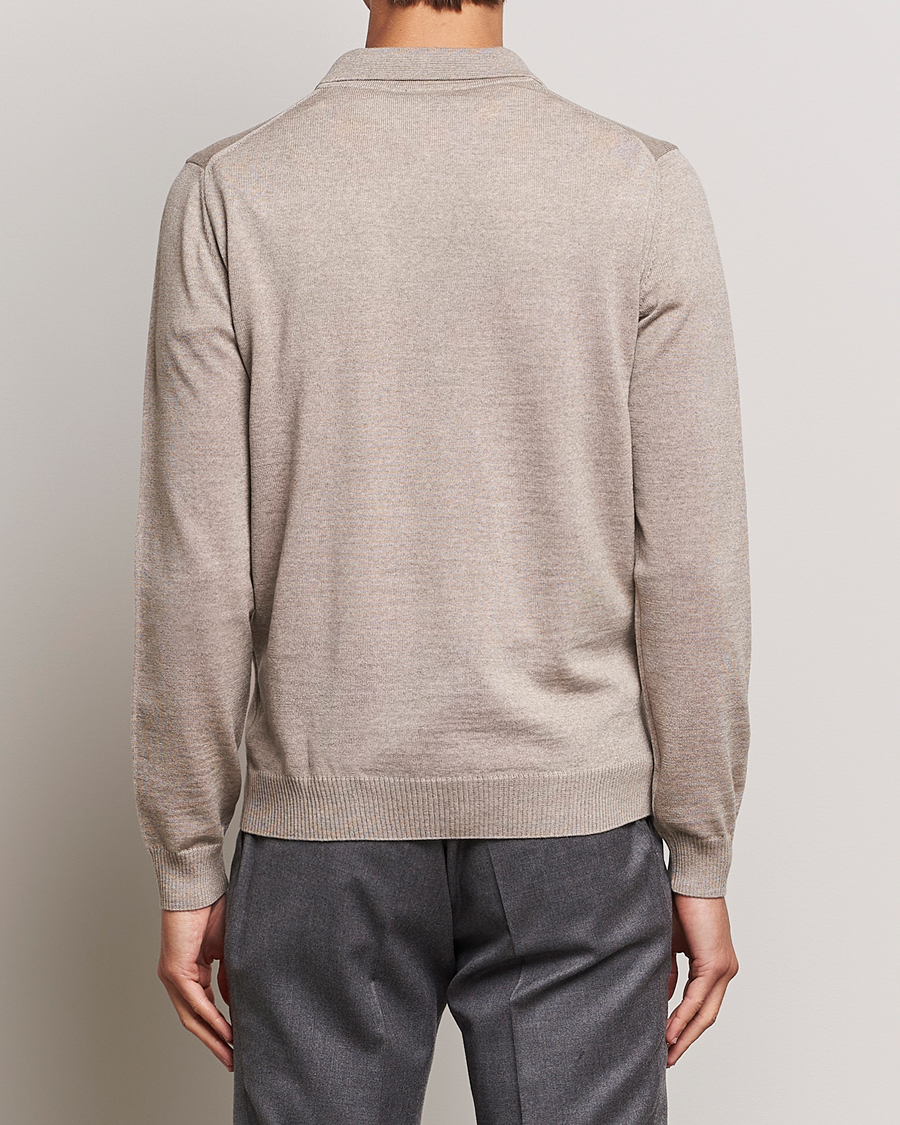 Uomini | Maglieria | Stenströms | Merino Wool Zip Polo Beige