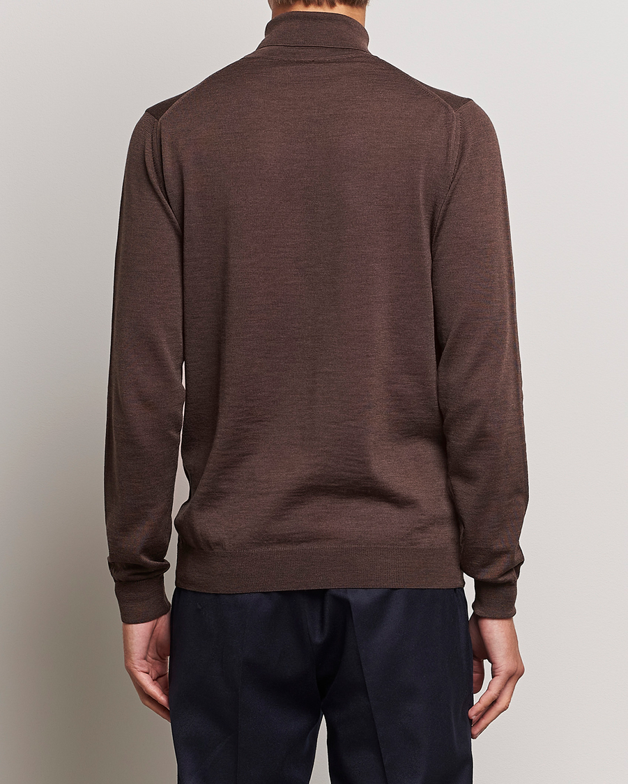 Uomini | Maglieria | Stenströms | Fine Merino Rollneck Brown