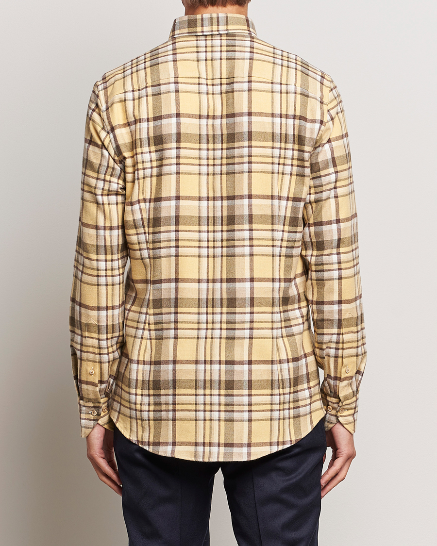 Uomini | Camicie | Stenströms | Slimline Checked Button Down Flannel Shirt Yellow