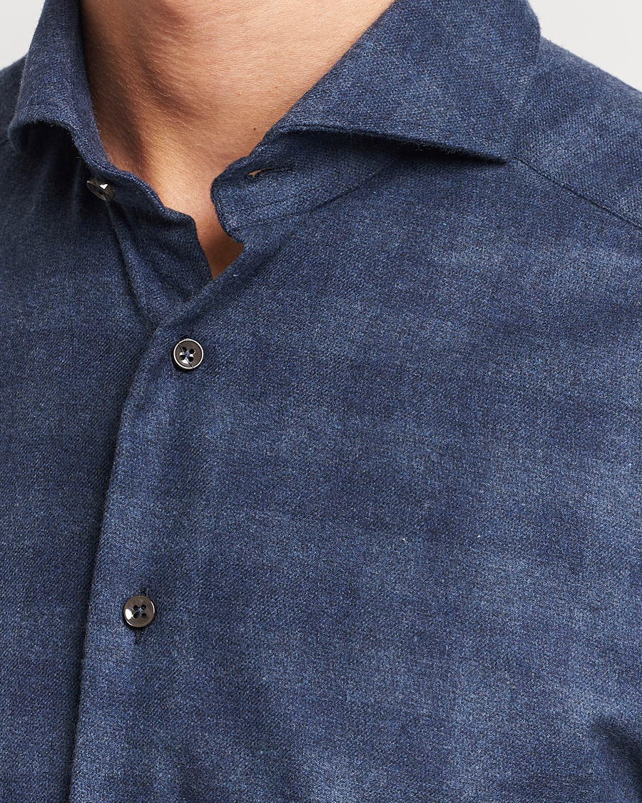 Uomini | Camicie | Stenströms | Slimline Checked Cut Away Flannel Shirt Navy