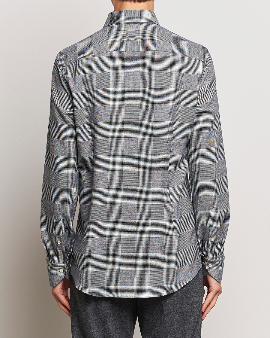 Uomini | Camicie | Stenströms | Slimline Prince of Wales Check Flannel Shirt Grey
