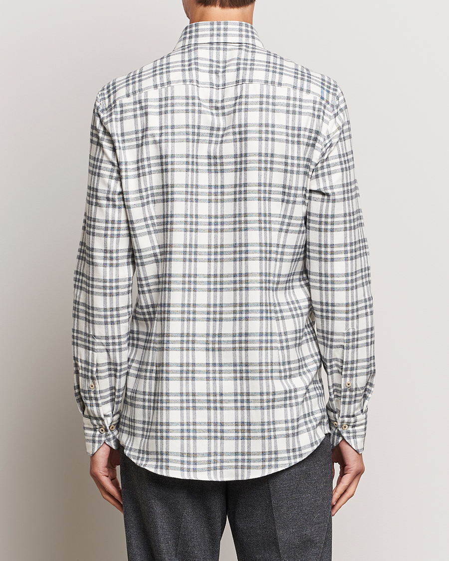 Uomini | Camicie | Stenströms | Slimline Checked Cut Away Flannel Shirt White/Black