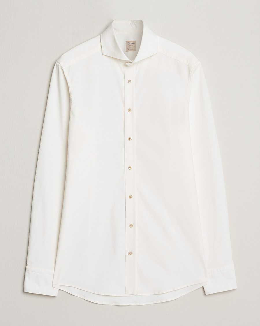 Uomini | Camicie | Stenströms | Slimline Cut Away Corduroy Shirt White