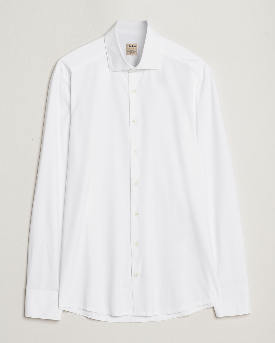 Uomini | Camicie | Stenströms | Slimline Cut Away 4-Way Stretch Shirt White