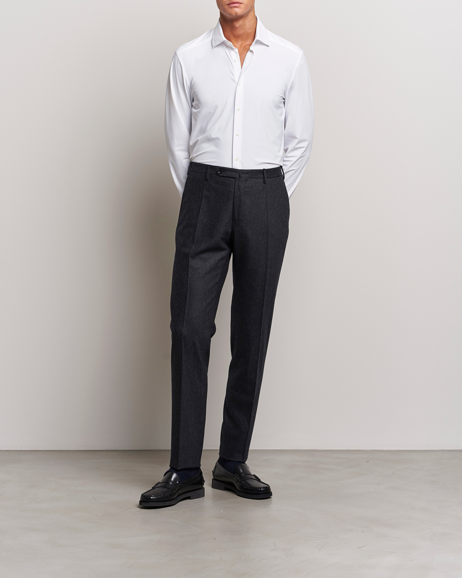 Uomini | Camicie | Stenströms | Slimline Cut Away 4-Way Stretch Shirt White