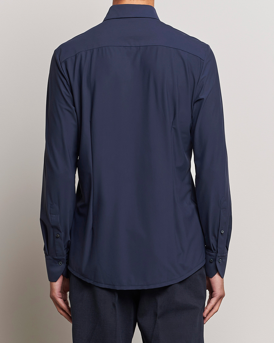 Uomini | Camicie | Stenströms | Slimline Cut Away 4-Way Stretch Shirt Navy