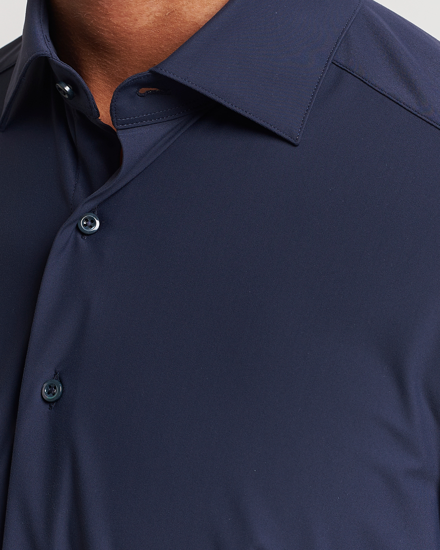 Uomini | Camicie | Stenströms | Slimline Cut Away 4-Way Stretch Shirt Navy