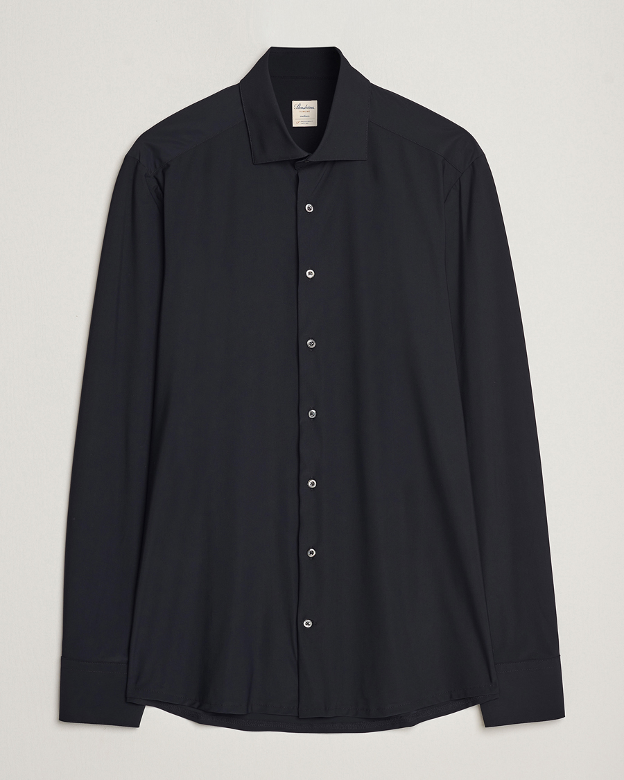 Uomini | Camicie | Stenströms | Slimline Cut Away 4-Way Stretch Shirt Black