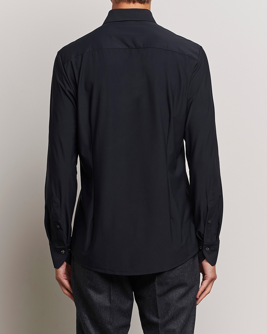 Uomini | Camicie | Stenströms | Slimline Cut Away 4-Way Stretch Shirt Black