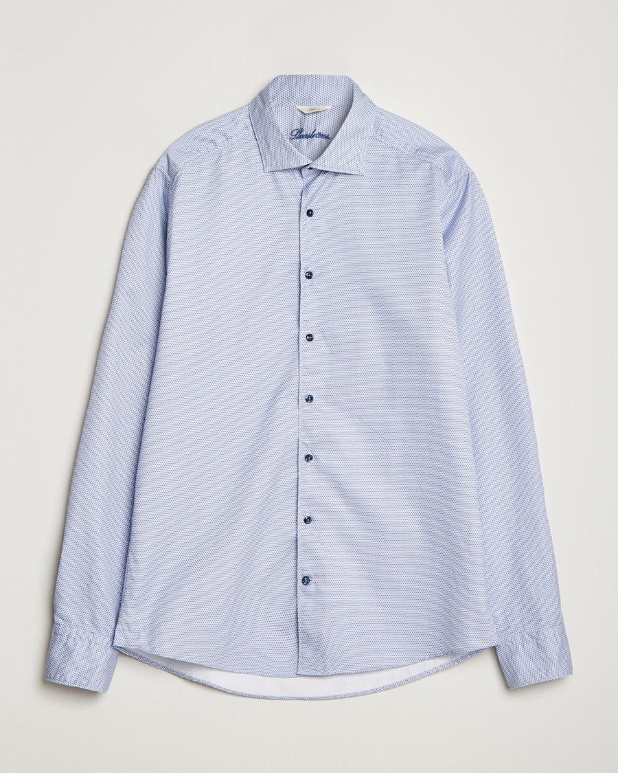 Uomini | Camicie | Stenströms | Slimline Micro Print Cut Away Shirt Blue