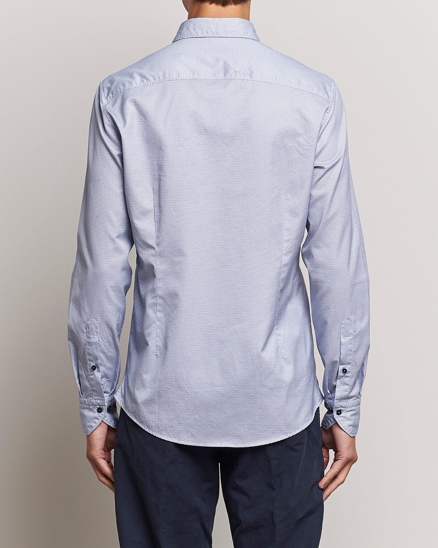Uomini | Camicie | Stenströms | Slimline Micro Print Cut Away Shirt Blue