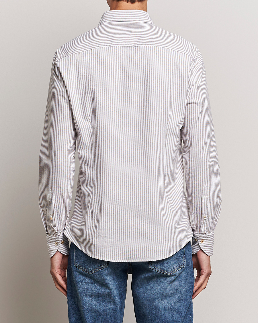 Uomini | Camicie | Stenströms | Slimline Striped Cut Away Oxford Shirt Brown