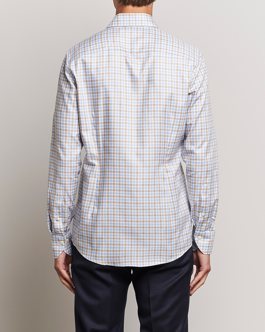 Uomini | Camicie | Stenströms | Slimline Checked Royal Oxford Shirt Beige/Blue