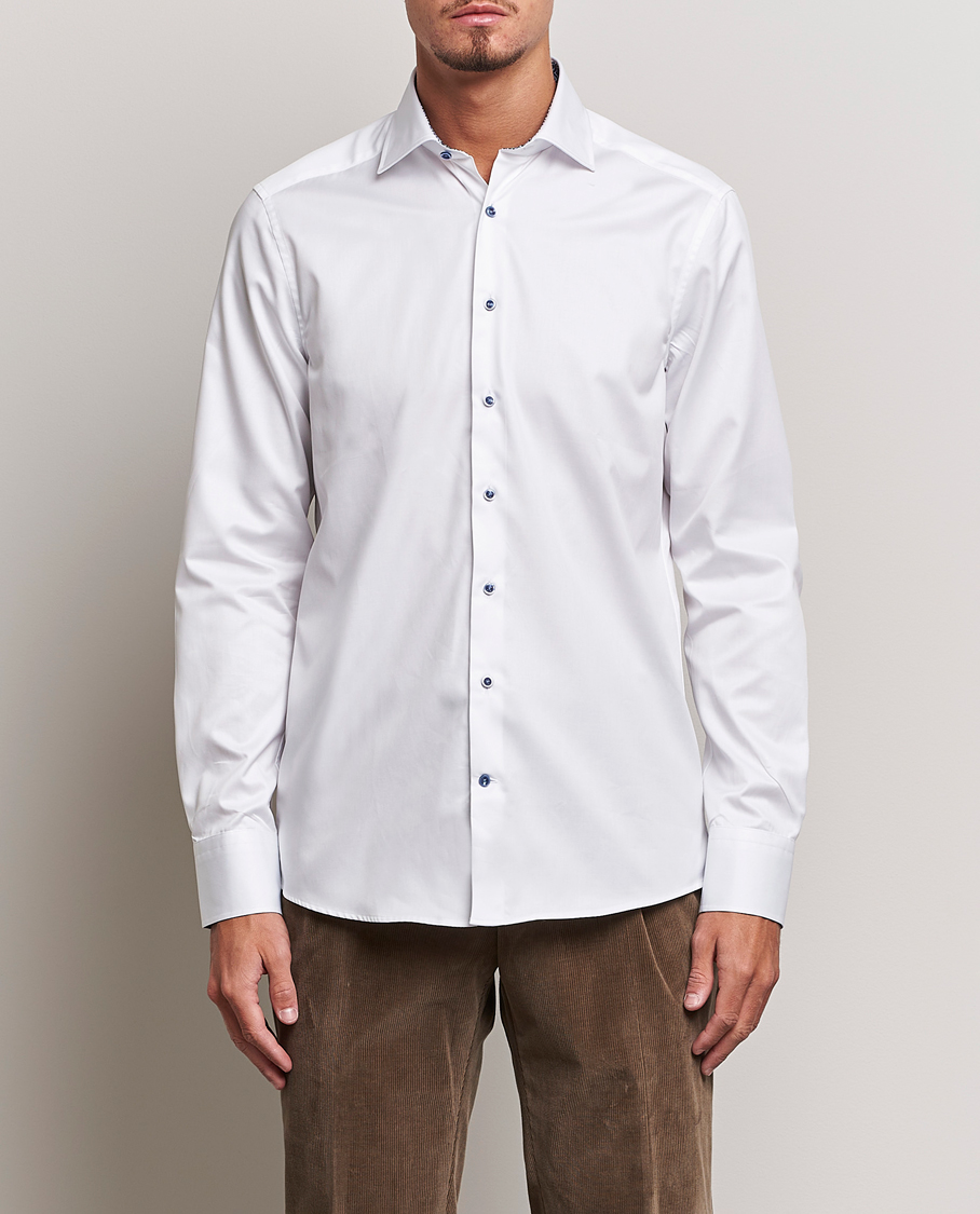 Uomini | Camicie | Stenströms | Slimline Contrast Cut Away Shirt White