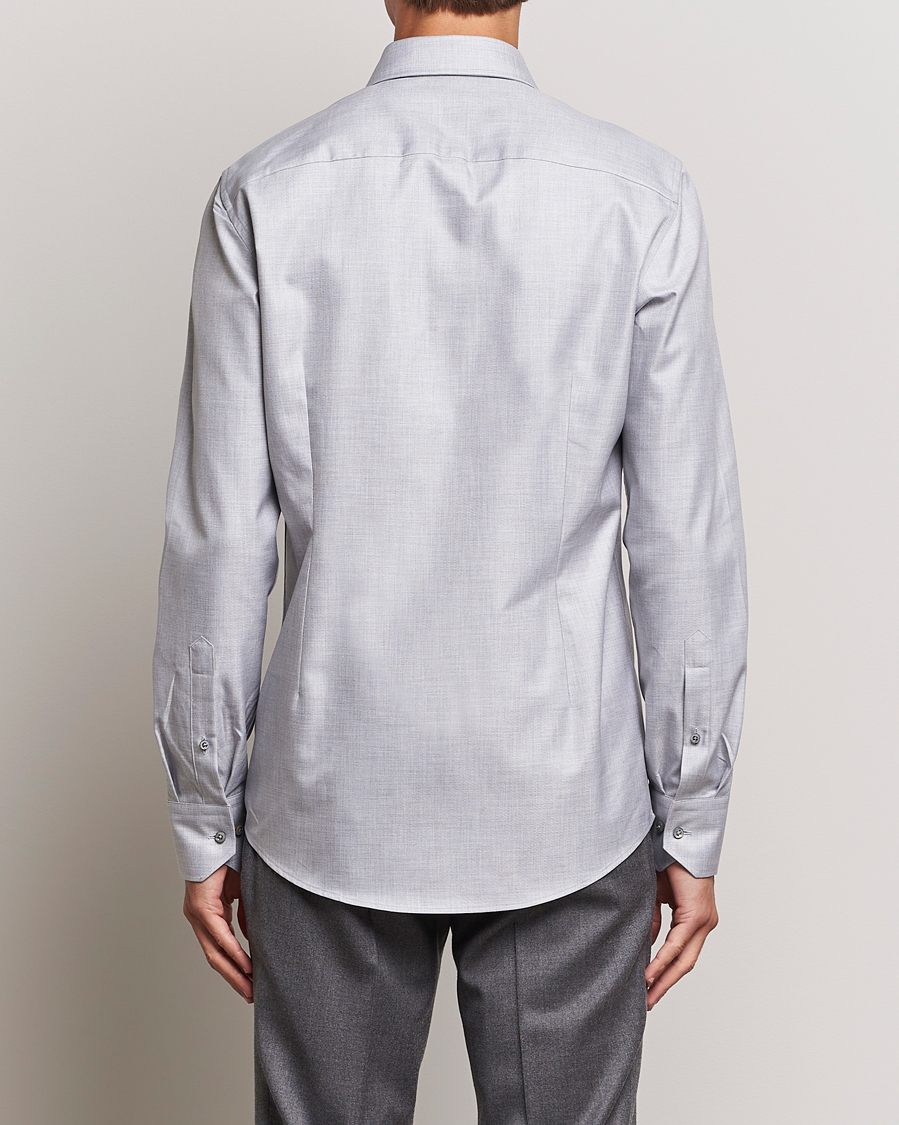 Uomini | Camicie | Stenströms | Slimline Two Fold Melange Cut Away Shirt Grey