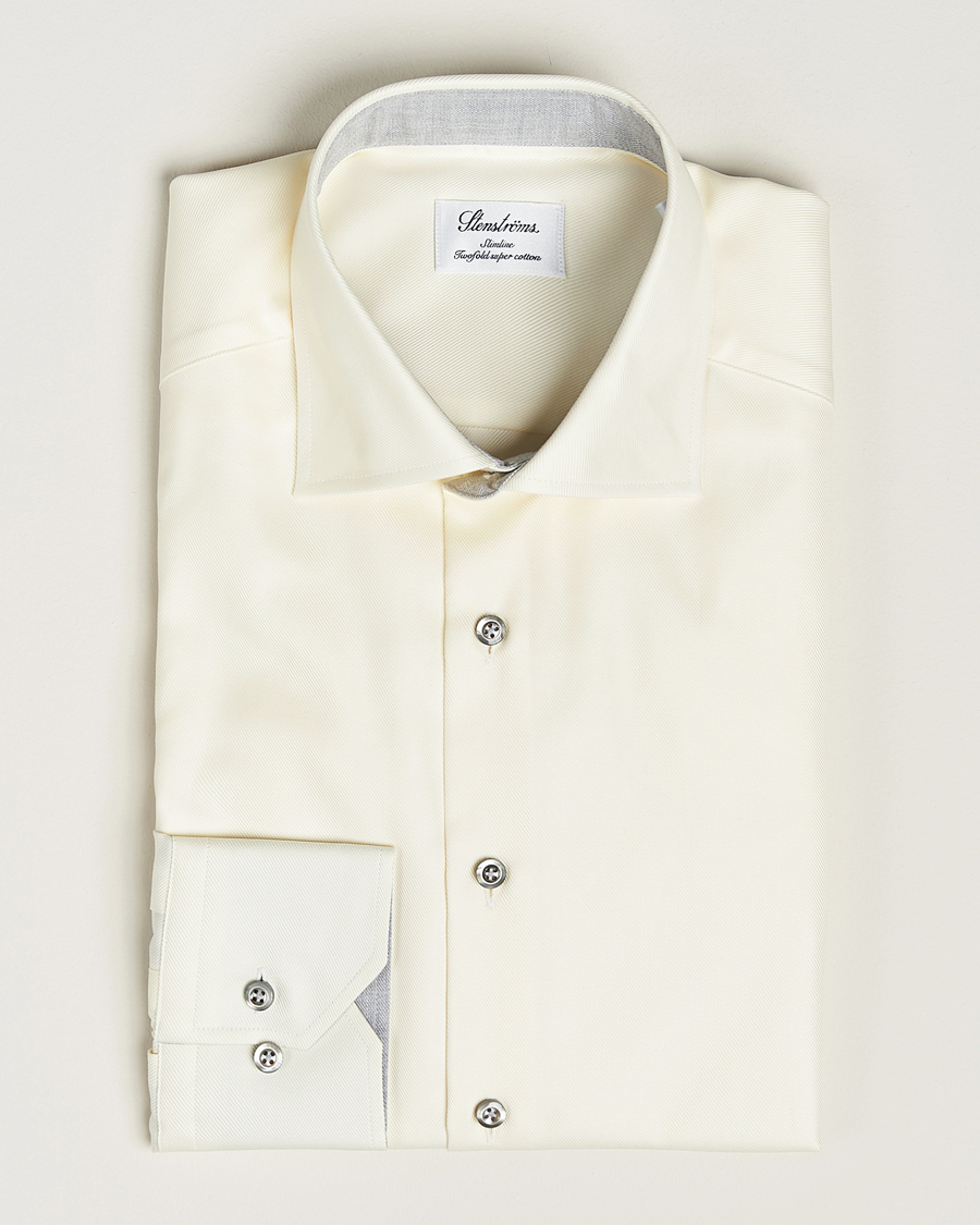 Uomini | Camicie | Stenströms | Slimline Two Fold Contrast Cut Away Shirt Yellow