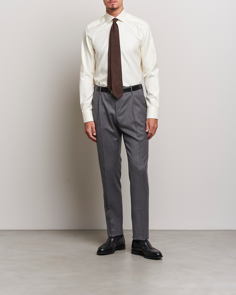Uomini | Camicie | Stenströms | Slimline Two Fold Contrast Cut Away Shirt Yellow
